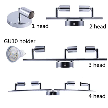 2020 1/2/3/4 galvas Pasukti led lubų šviesos kampas reguliuojamas vitrina lubų lemputė su GU10 led lemputė Kambarį LED