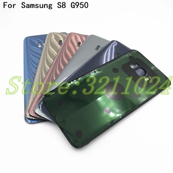 5.8 colių Samsung Galaxy S8 G950 G950F Atgal Baterija Stiklo Dangtis, Galinės Durys Skydas Būsto Atveju Su klijuojamas Lipdukas
