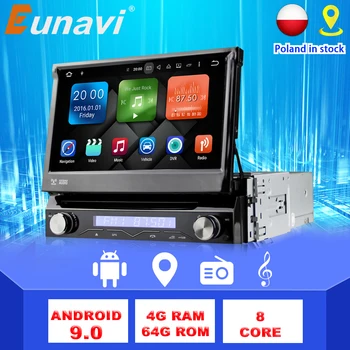 Eunavi 1 Din Android 9 Automobilių DVD multimedijos radijo auto grotuvo Universalus GPS Navigacijos Stereo Radijas, WIFI, MP3 Audio USB SWC dvd
