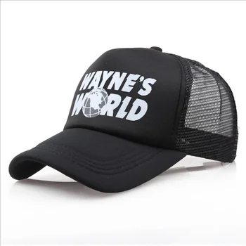 Juoda Wayne ' s World Skrybėlę Kostiumas Waynes Pasaulio Beisbolo Kepurės Unisex Žemės Skrybėlės Trucker Tėtis Skrybėlę Unisex Bžūp Kolonėlė