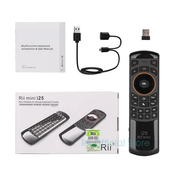 Originalus Rii Mini i25 2.4 GHz arabų Klaviatūra Oro Pelės Nuotolinio Valdymo infraraudonųjų SPINDULIŲ Extender Mokymosi Smart Android TV Box HTPC
