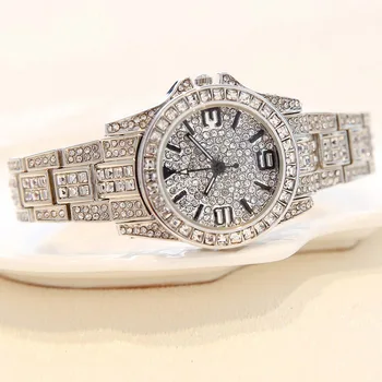 Prabanga Moterų Laikrodžiai Diamond Star Bling Bling Prekės ženklo Suknelė Kvarciniai Laikrodžiai Moteriški kalnų krištolas Laikrodis Relogios Femininos montre