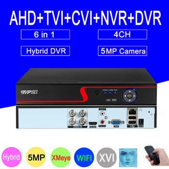 Raudona Skydo H. 265+ XMeye Hi3520D Auido Face Detect 5MP 4CH 4 Kanalų Stebėjimo Vaizdo įrašymo Hibridas XVI TVI CVI NVR HAINAUT DVR