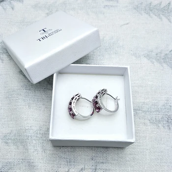 TBJ,Užsegimas auskarai su natūraliu rhodolite auskarai 925 sterlingas sidabro fine jewelry elegantiškas dizainas moterims geriausia Valentino dovana