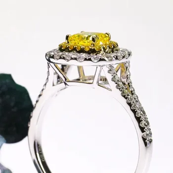 YANHUI Žiedai Moterims, Sidabras 925 Madinga Prabangūs Papuošalai Geltona Kubinis Cirkonis Romantišką Nuotakos Vestuvių Bijoux Vestuvinis Žiedas
