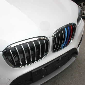 YOOTOBO 3pcs/set 3D M stiliaus Priekinės Grotelės Padengti Apdailos Juostelės, Lipdukai BMW E84 F48 F25 F26 E70 