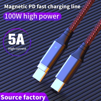 100W Magnetinio Kabelį, Tipas C C Tipo Kabelis Redmi Pastaba 9s Huawei P40 PD Greito Įkrovimo 