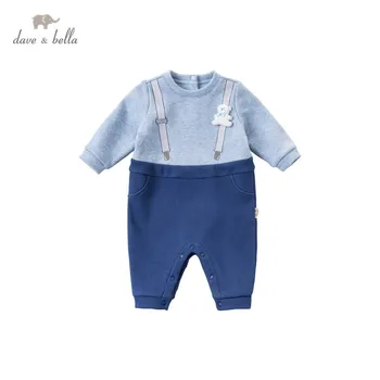 DBH15461 dave bella žiemos naujas gimęs kūdikis berniukai mados animacinių filmų kratinys jumpsuits kūdikiams, vaikiška drabužiai vaikams romper 1 vnt