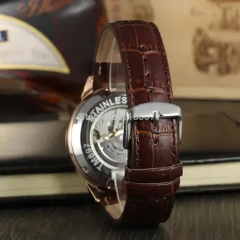FSG8083M3R1 Naujausią Automatinė vyriški prabangūs, verslo laikrodis su rudos odos dirželis nemokamas pristatymas originalių dovanų dėžutė