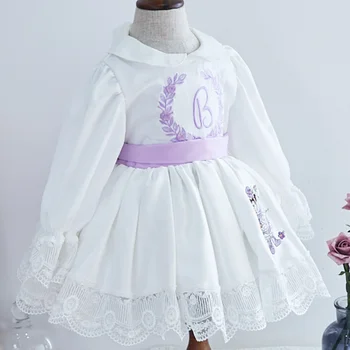 Ispanijos baby girl lolita ilgomis rankovėmis princesė dress saldus mielas nėrinių susiuvimo vaikams gimtadienio kamuolys suknelė suknelė