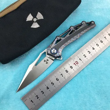 LEMIFSHE Flipper sulankstomas peilis M390 peiliukų titano lydinio + anglies pluošto rankena, lauko kempingas virtuvės vaisių peilis EDC įrankis