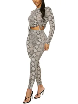 Moteris Gyvatė Modelis Atspausdintas iš Dviejų dalių Kostiumas Trumpas Visas Ilgis Reguliariai Rankovėmis Megztinis Raišteliu Viršuje Kulkšnies ilgis inkarinius