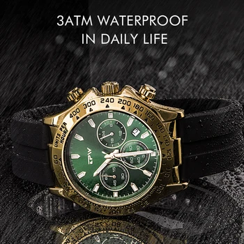 Rose Aukso Vyrų Kvarciniai Laikrodžiai Silikono Gumos Dirželis Chronograph Šviesos Prabanga Relogio Masculino Dovana