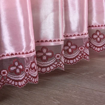 Rožinė rufflers korėjos Nėrinių lova sijonas čiužinys padengti lova nustatyti elastinga lova padengti paklodės užvalkalas Kelių dydžių #sw